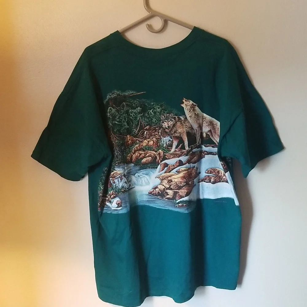 1994 Habitat Nature Wolf Wilderness River All Over Print XX LARGE T-Shirt. - Picture 3 of 6